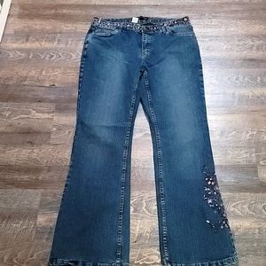 Women's blue jeans size 14 made by Roadrunner jeans custom designs Gently Loved